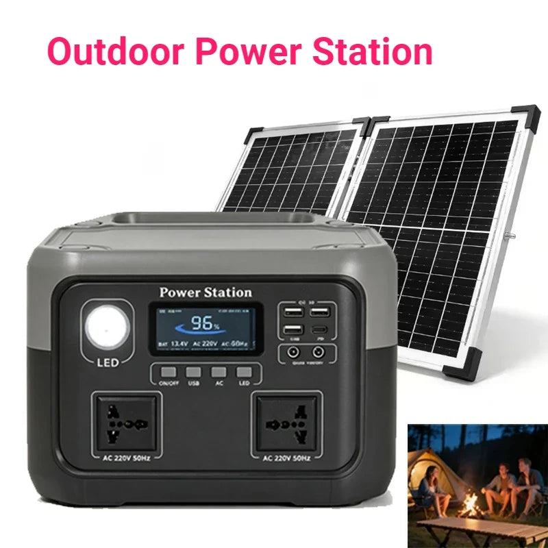 Power station beside solar panel.