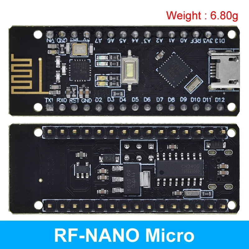 TZT 1/3PCS RF-Nano for Arduino Nano V3.0, Micro USB Nano Board ATmega328P QFN32 5V 16M CH340, Integrate NRF24l01+2.4G wireless