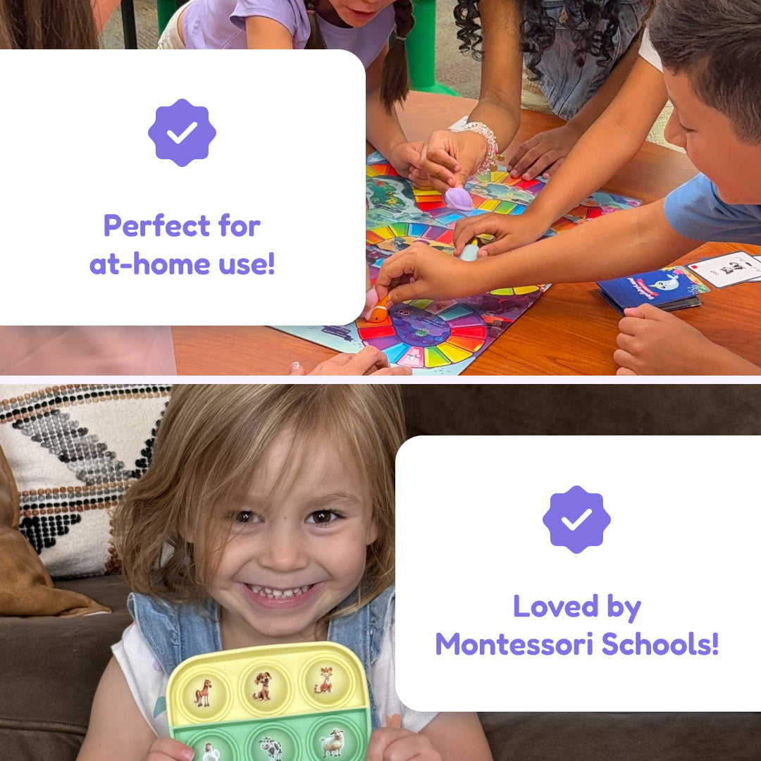 Children playing learning games.