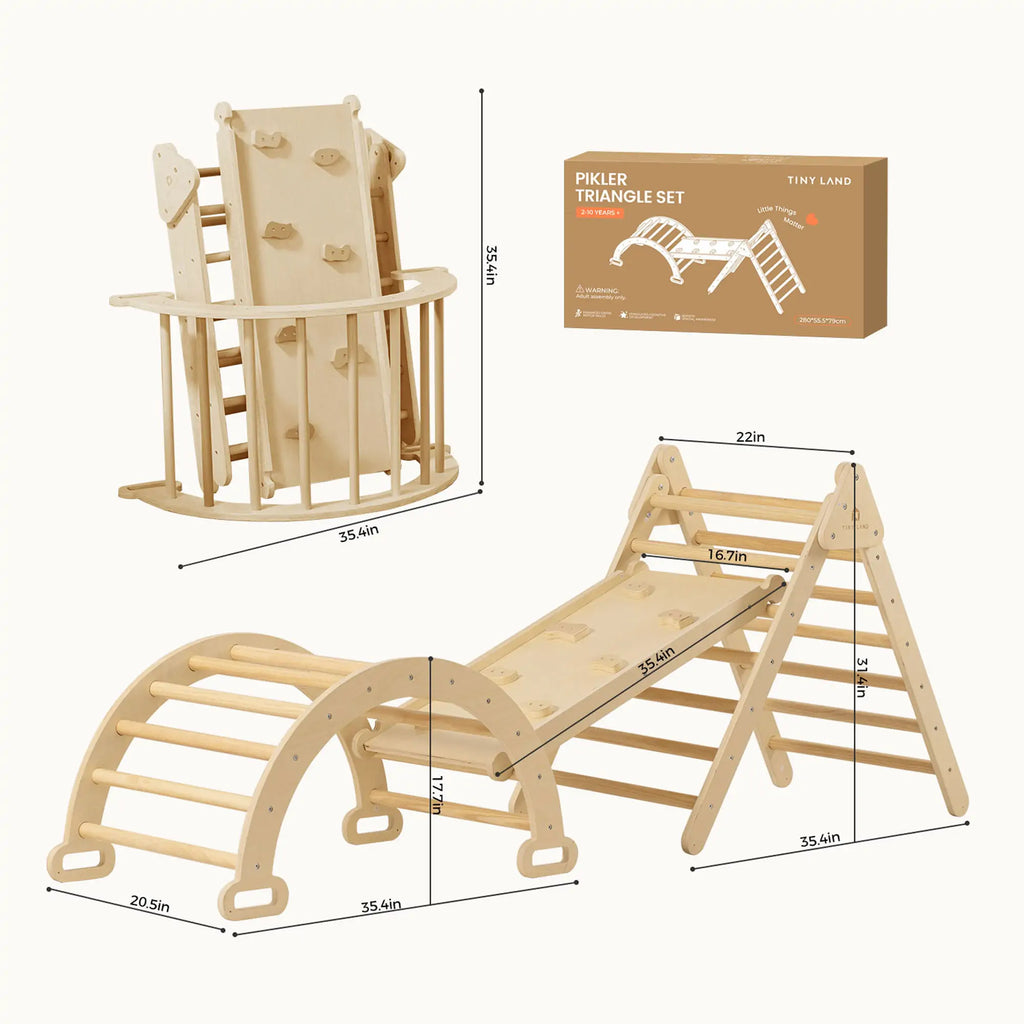 Tiny Land® Pikler Triangle 7-in-1 Montessori Climbing Set