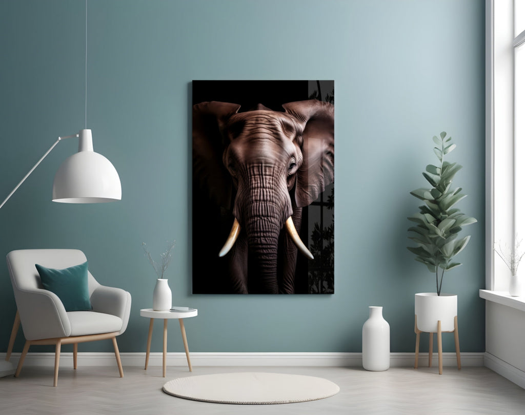 The Wise Look of the Elephant Glass Wall Art || Designer Collection