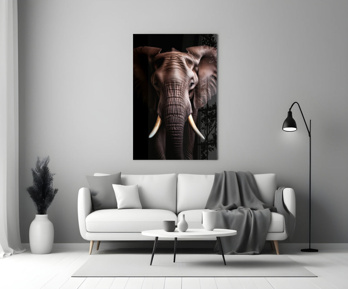 The Wise Look of the Elephant Glass Wall Art || Designer Collection