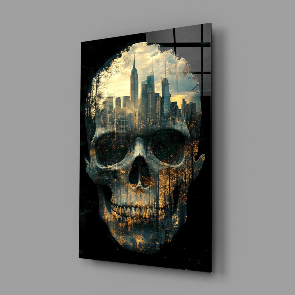 City Skull Glass Wall Art || Designer Collection