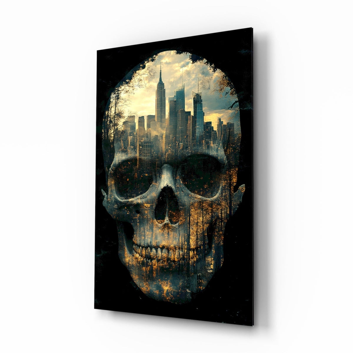 City Skull Glass Wall Art || Designer Collection