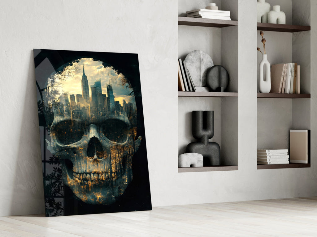 City Skull Glass Wall Art || Designer Collection