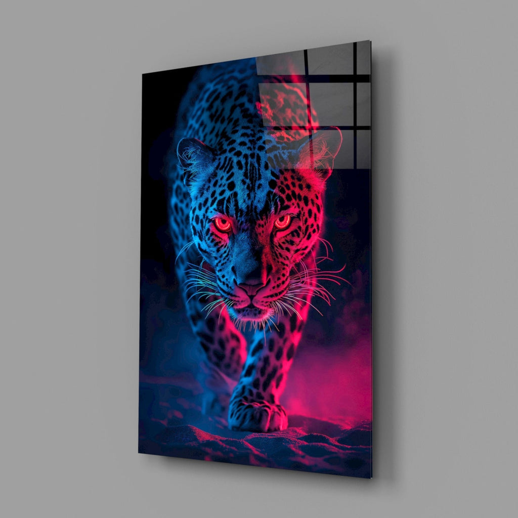 Neon Leopard Glass Wall Art || Designer Collection