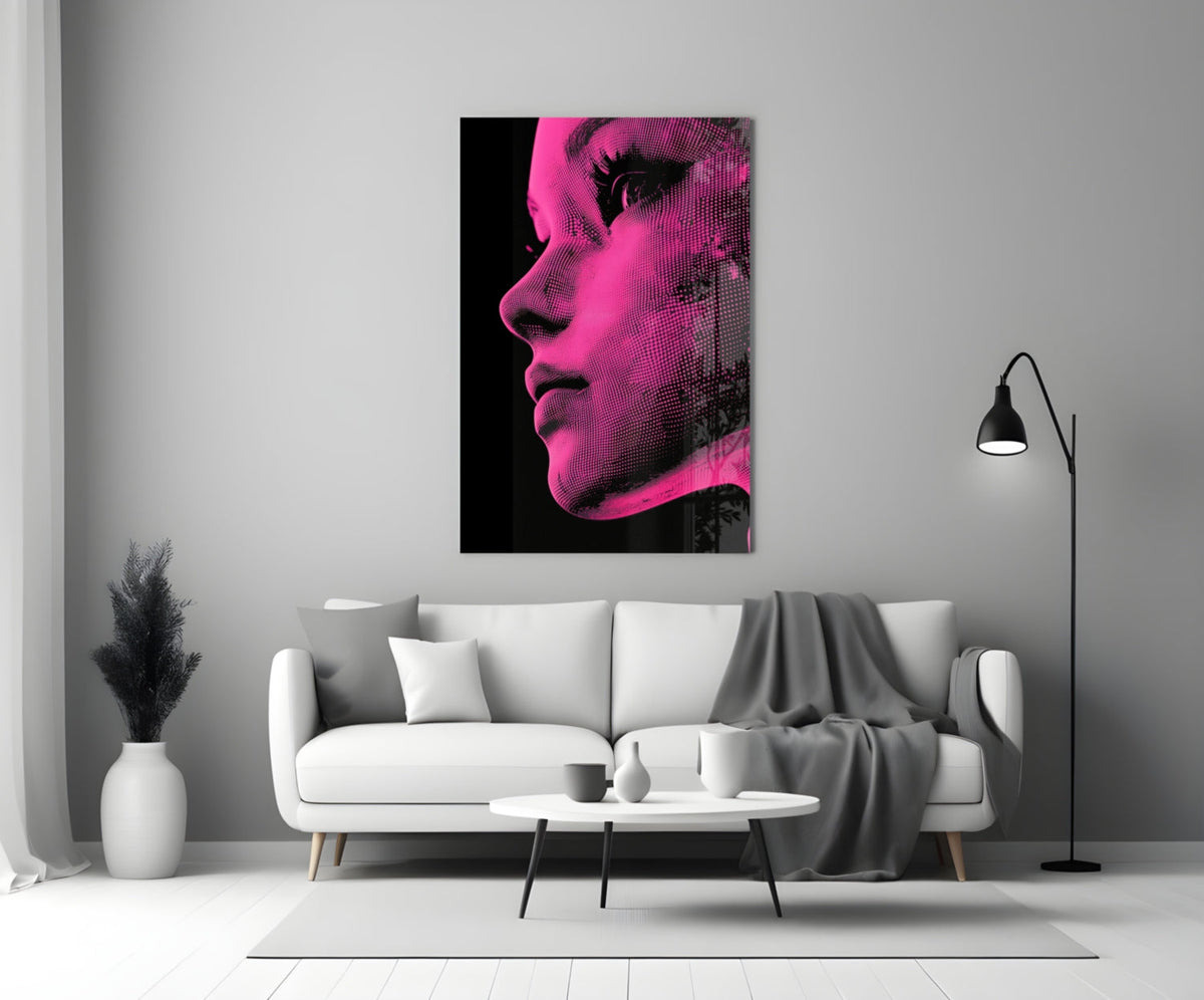 Pink with Dots Glass Wall Art || Designer Collection