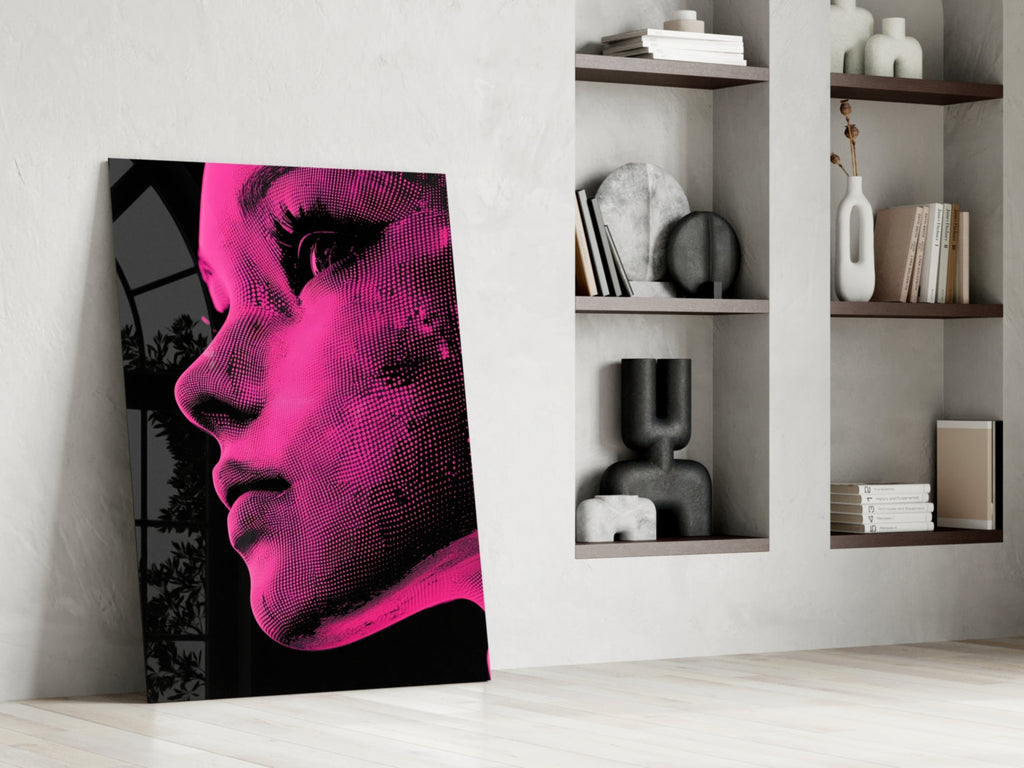 Pink with Dots Glass Wall Art || Designer Collection