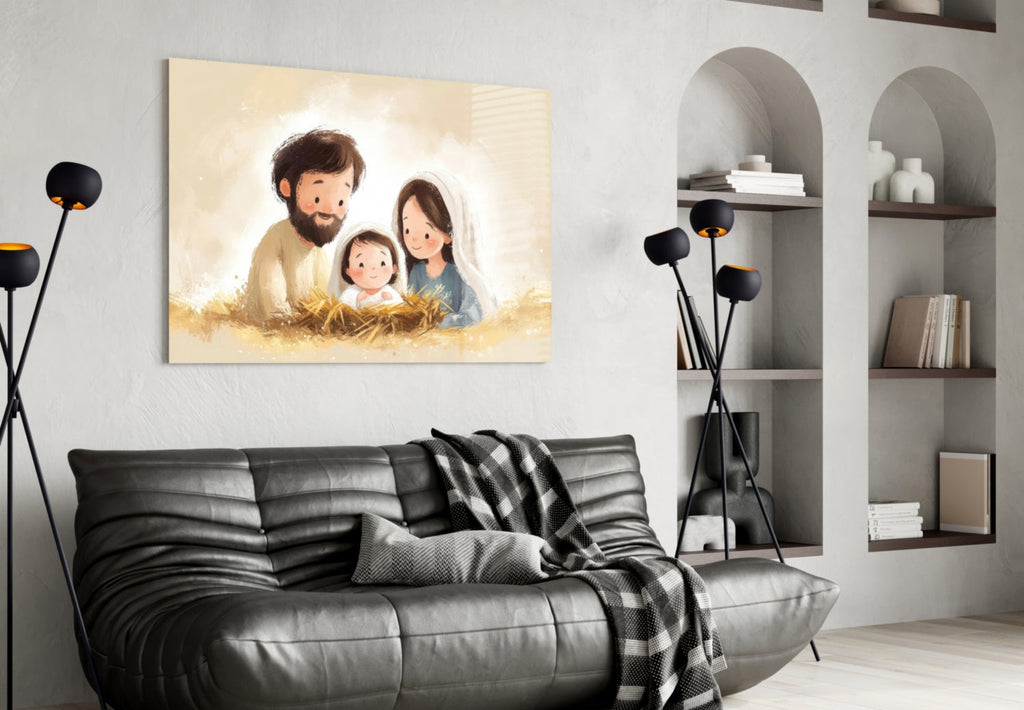Little Holy Family Glass Wall Art || Designer Collection