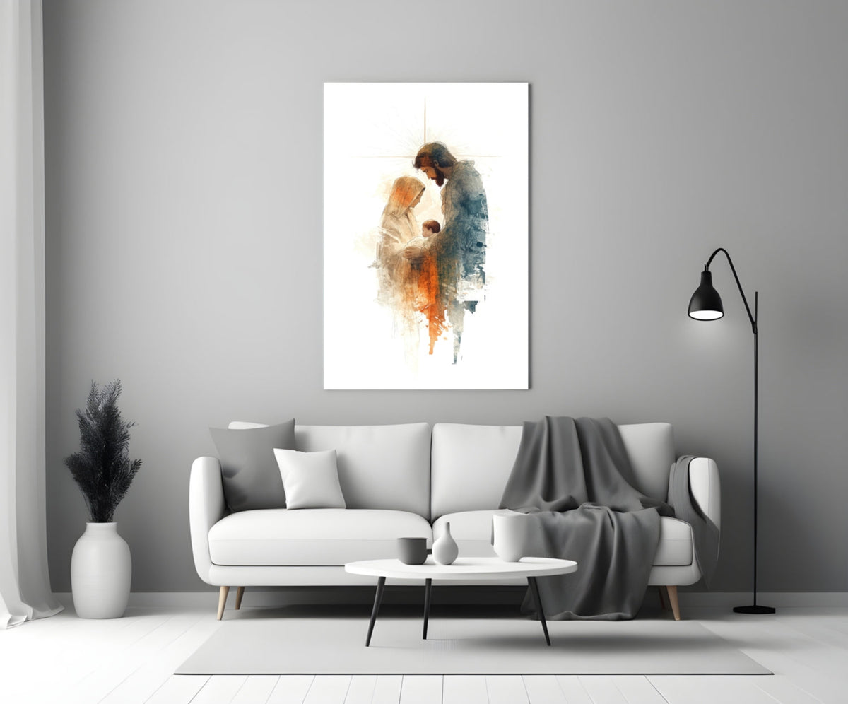 Holy Family Glass Wall Art || Designer Collection