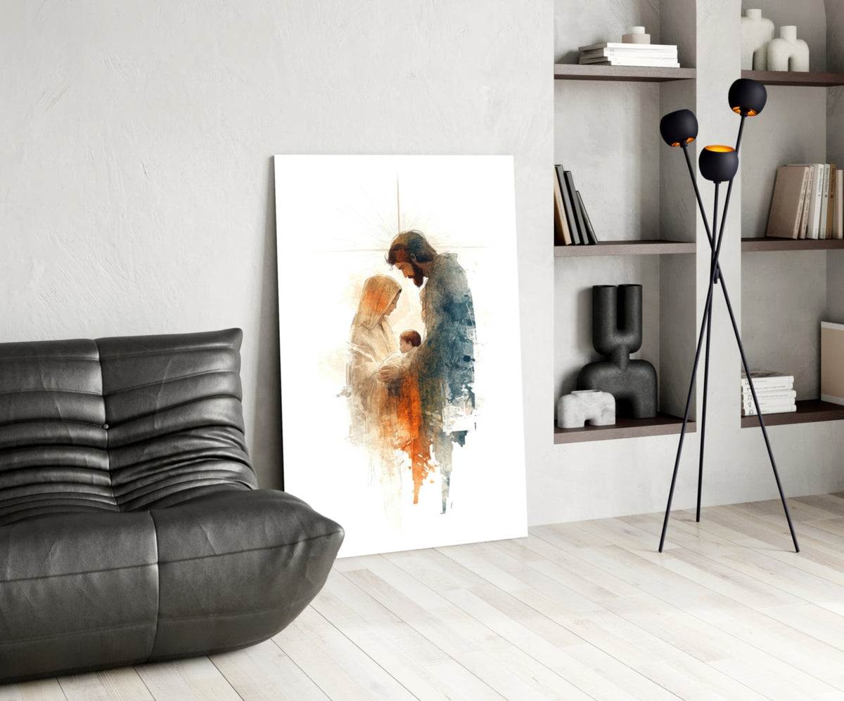 Holy Family Glass Wall Art || Designer Collection