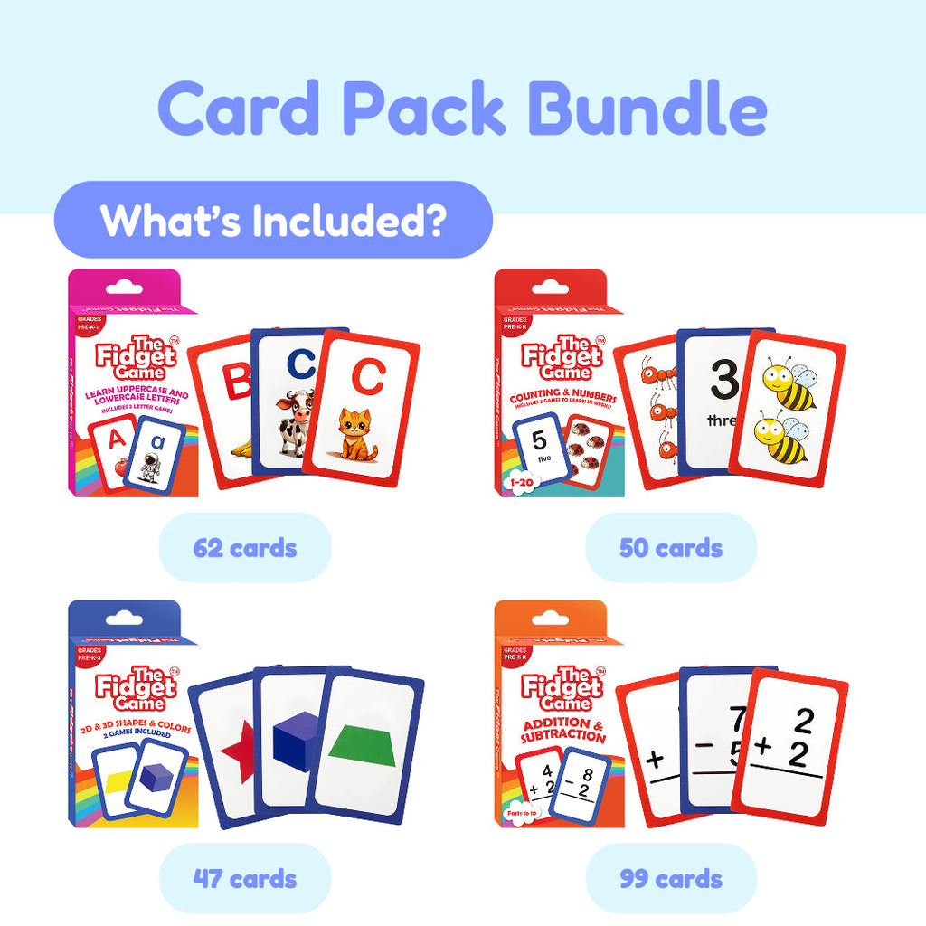 Learning card pack bundle contents graphic.