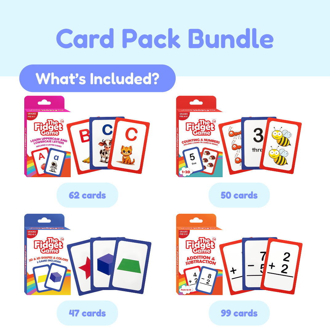 Learning card pack bundle contents graphic.