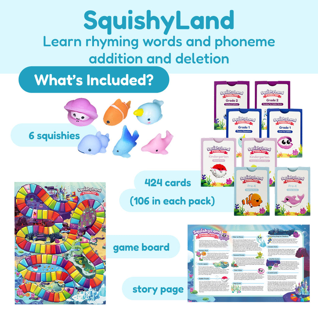SquishyLand game contents graphic.