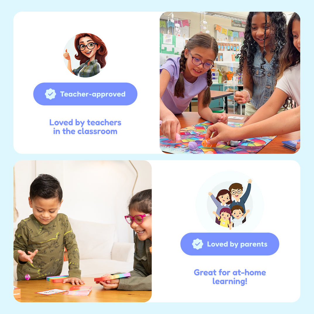 Children playing learning games.