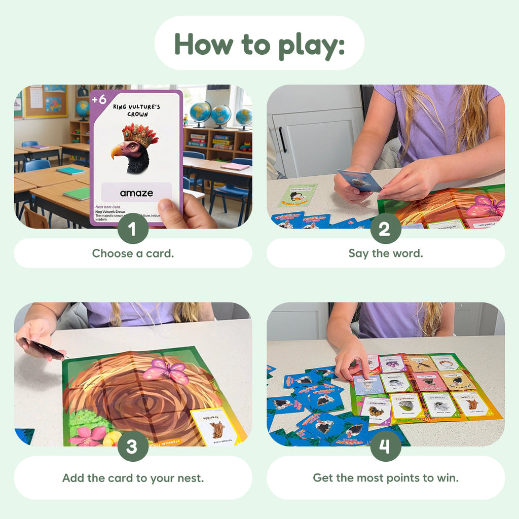 Learning game instruction graphic.