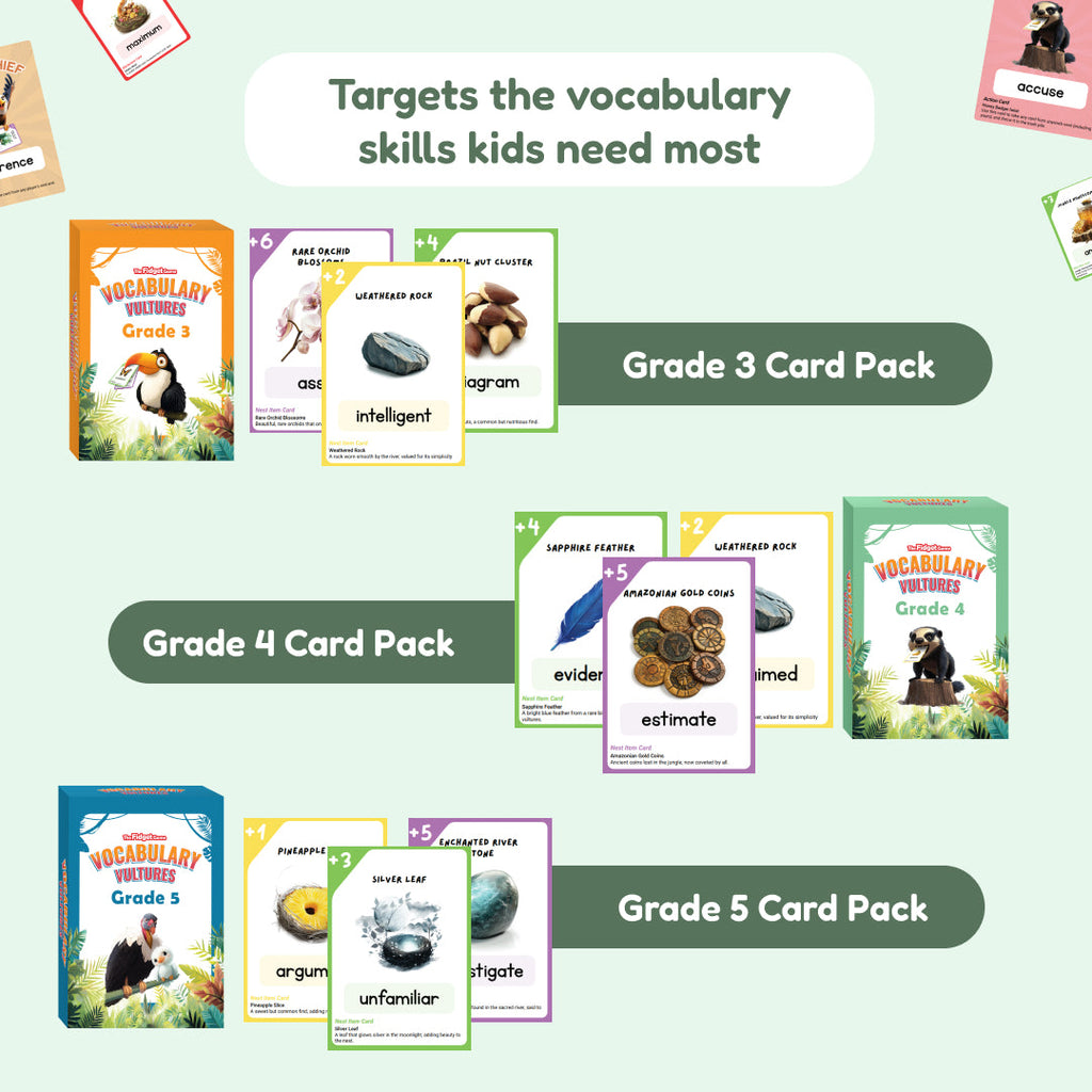 Vocabulary card pack level guide.