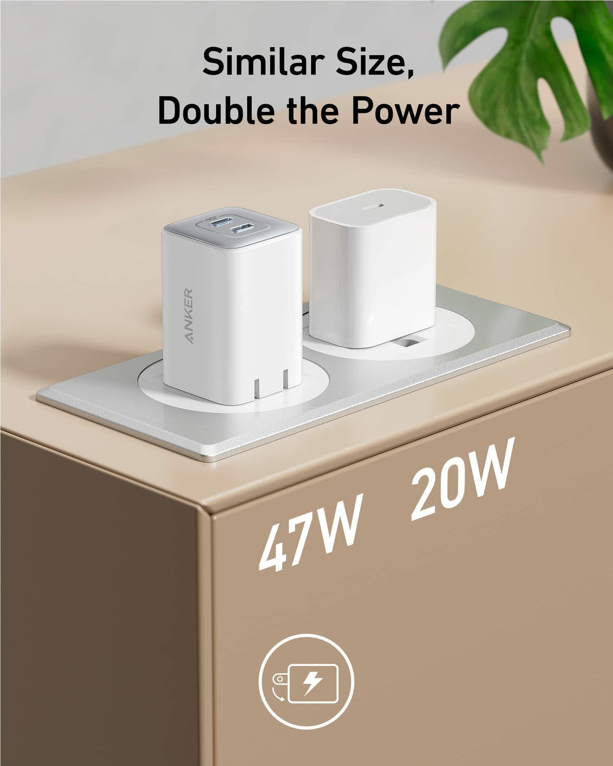 White wall charger size comparison.