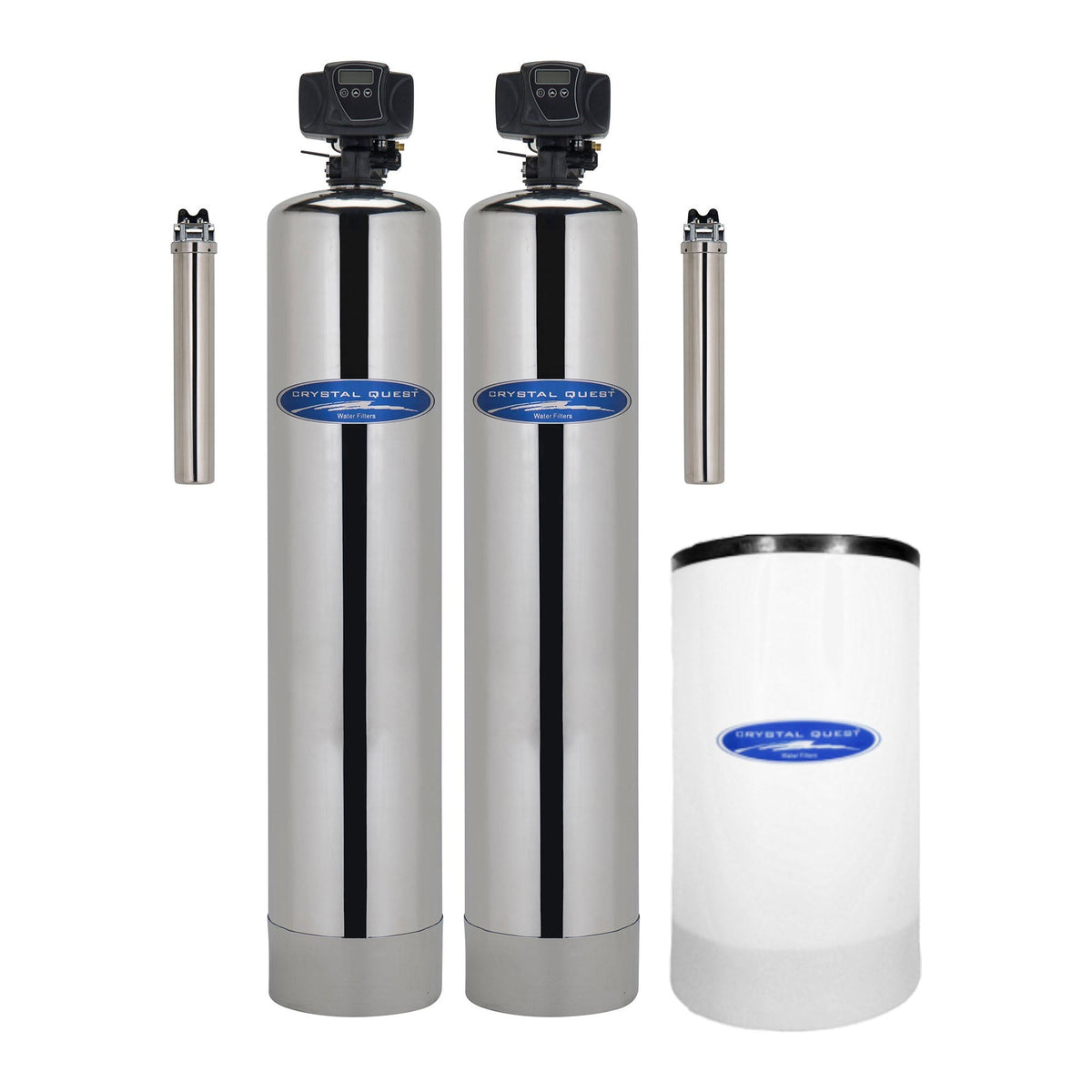 Two metallic filter cylinders and a shorter white filter cartridge.
