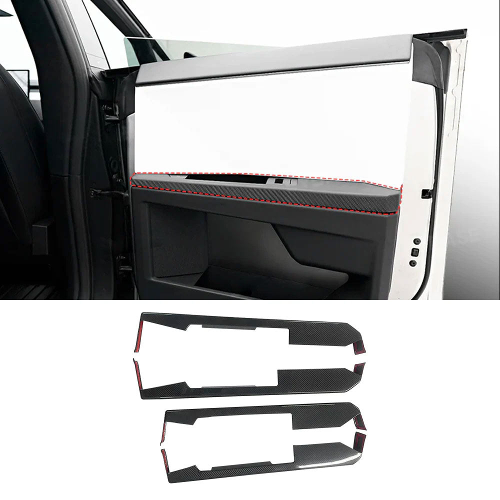 Cybertruck Lower Door Panel Armrest Overlays | Real Molded Carbon Fiber (4-Piece Set)