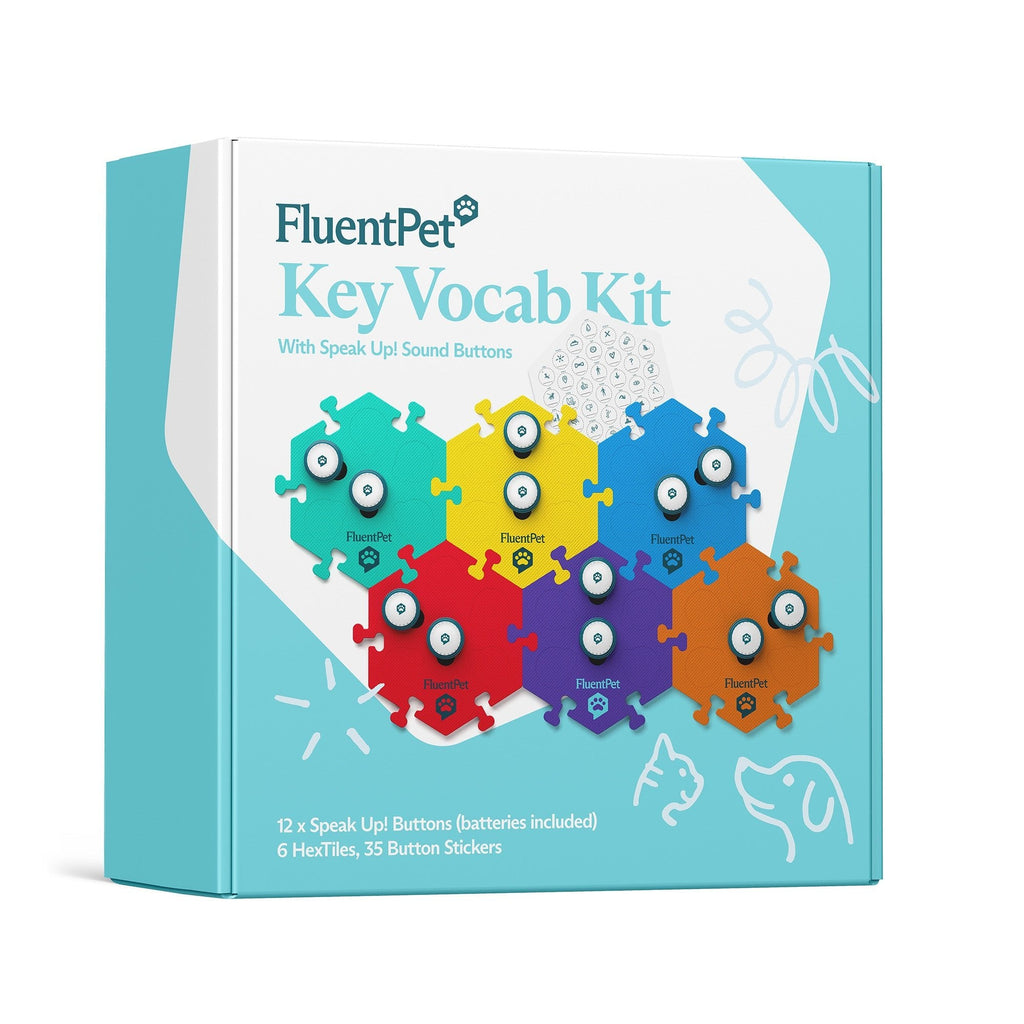 Pet communication button kit packaging.