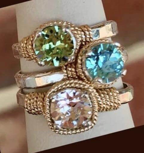 Hand Hammered Birthstone Ring