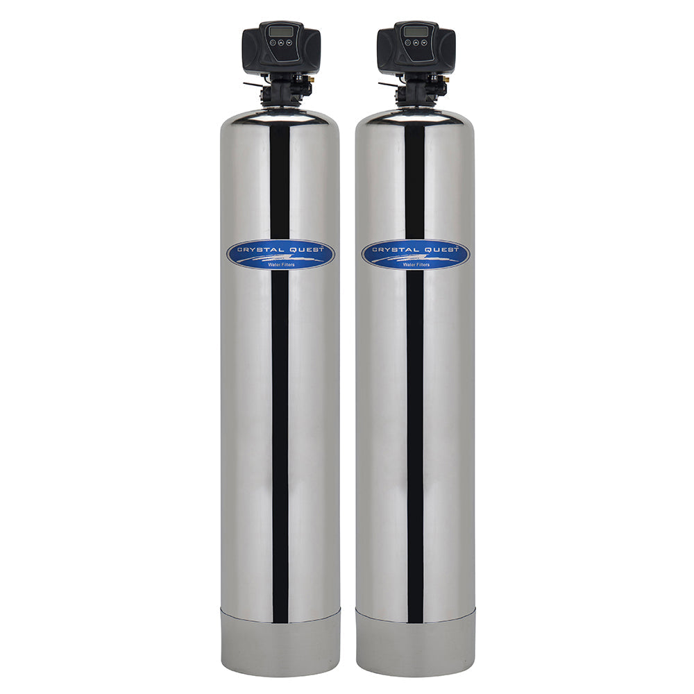 Two metallic filter cylinders with black valves.
